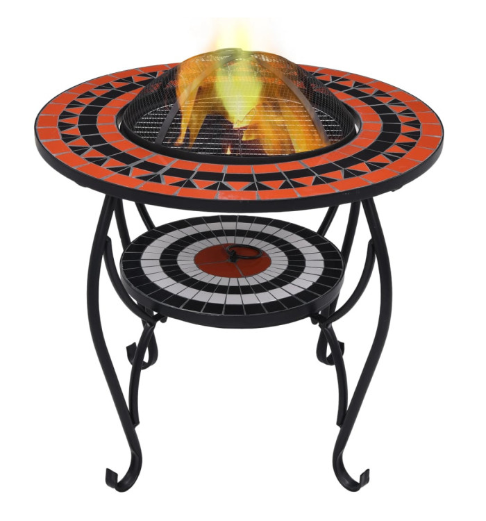 Table de foyer mosaïque Terre cuite et blanc 68 cm Céramique | Mobilier & Déco