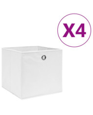 Boîtes de rangement 4 pcs Tissu intissé 28x28x28 cm Blanc | Mobilier & Déco