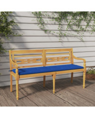 Banc Batavia avec coussin bleu royal 150 cm Bois de teck massif | Mobilier & Déco
