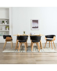 Chaises à manger lot de 6 noir bois courbé et similicuir | Mobilier & Déco