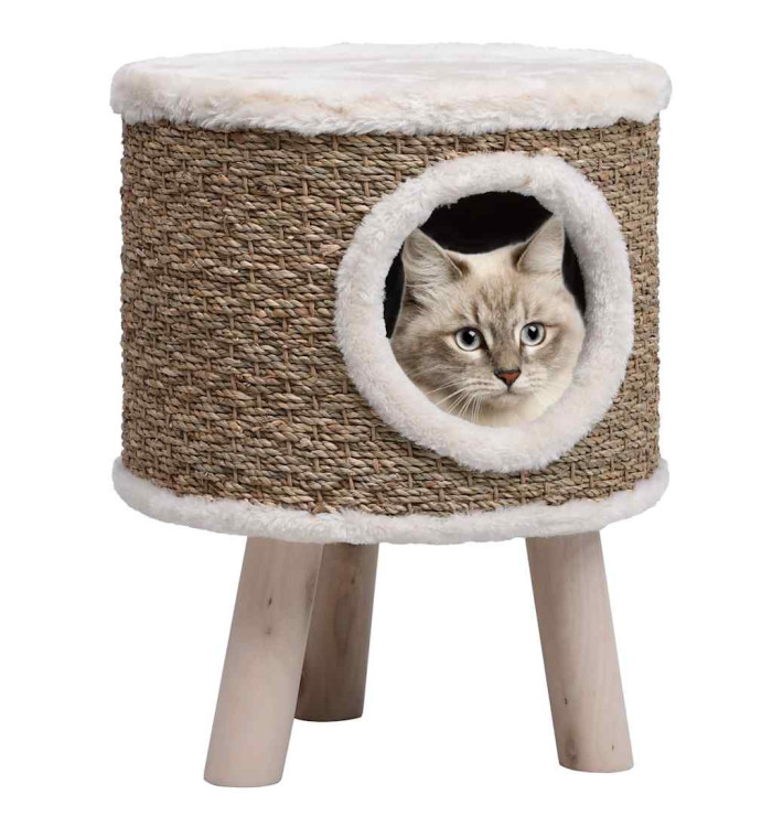Maison pour chat avec pieds en bois 41 cm Herbiers marins | Mobilier & Déco