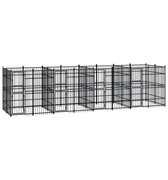 Chenil d'extérieur pour chiens Acier 14,75 m² | Mobilier & Déco
