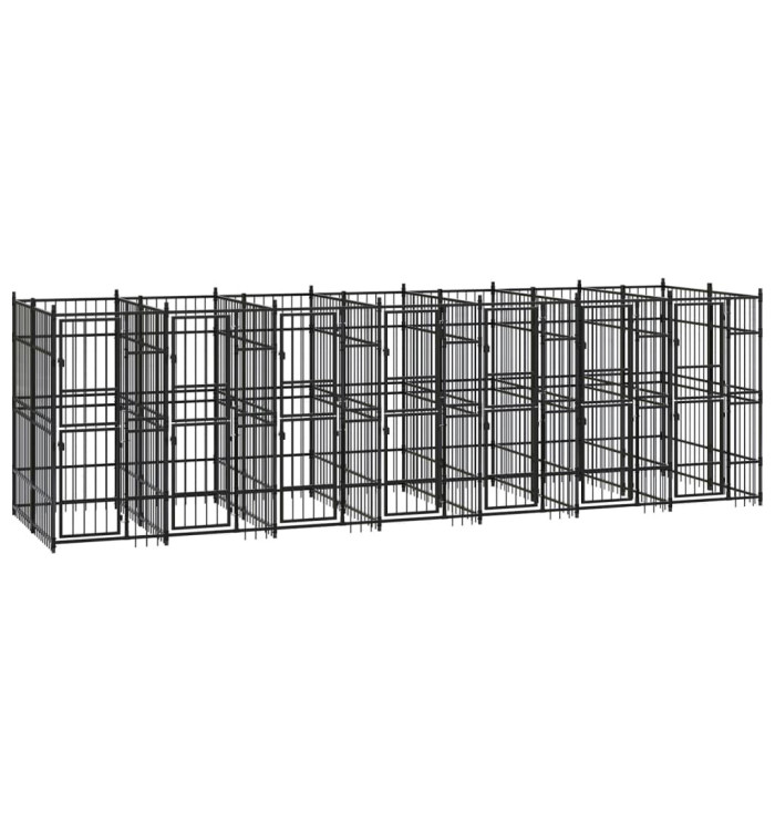 Chenil d'extérieur pour chiens Acier 12,9 m² | Mobilier & Déco