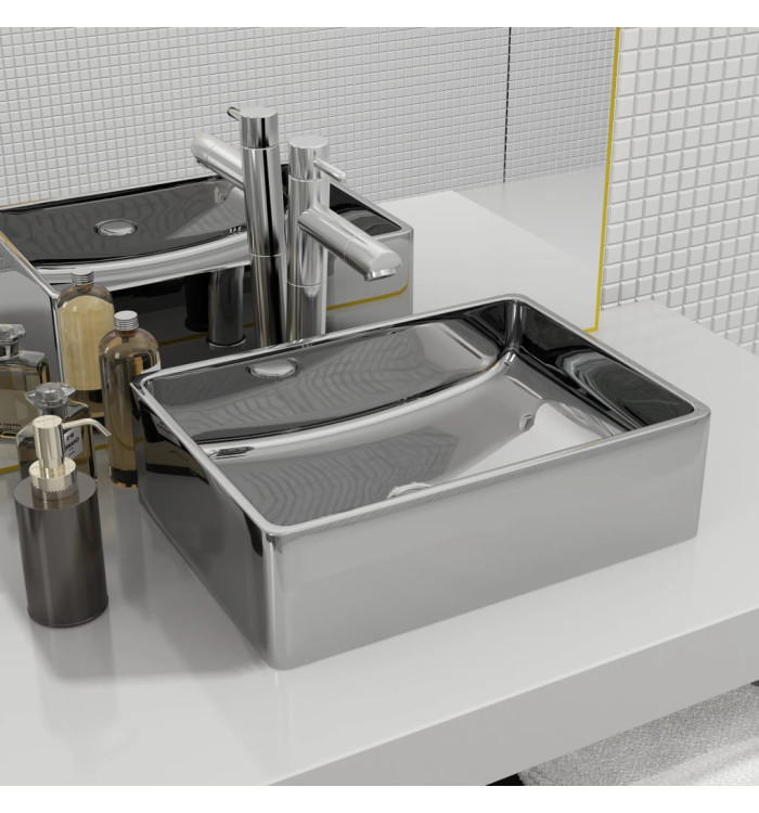 Lavabo 41 x 30 x 12 cm Céramique Argenté | Mobilier & Déco