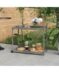 Chariot de bar Gris 100x45x83 cm Résine tressée | Mobilier & Déco