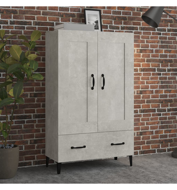 Buffet haut Gris béton 70x31x115 cm Bois d'ingénierie | Mobilier & Déco