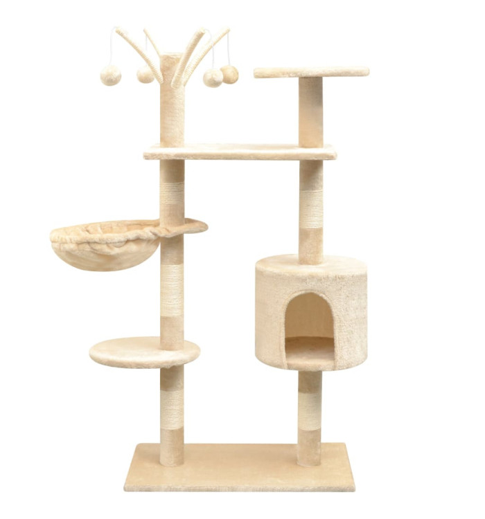 Arbre à chat avec griffoirs en sisal 125 cm Beige | Mobilier & Déco