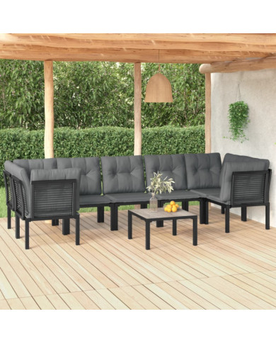 Salon de jardin 8 pcs noir et gris résine tressée | Mobilier & Déco