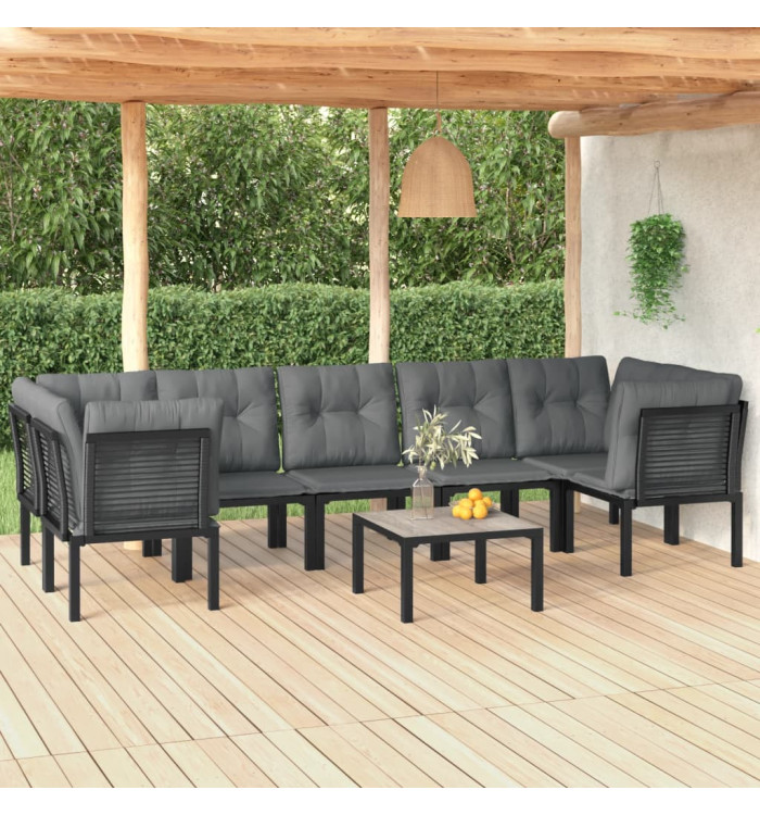 Salon de jardin 8 pcs noir et gris résine tressée | Mobilier & Déco