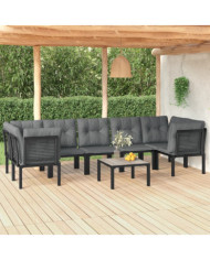 Salon de jardin 8 pcs noir et gris résine tressée | Mobilier & Déco