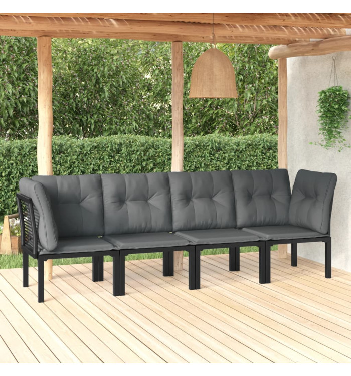 Salon de jardin 4 pcs noir et gris résine tressée | Mobilier & Déco