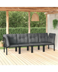 Salon de jardin 4 pcs noir et gris résine tressée | Mobilier & Déco