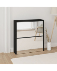 Armoire à chaussures avec miroir à 2 niveaux Noir 63x17x67 cm | Mobilier & Déco