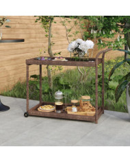 Chariot de bar Marron 100x45x83 cm Résine tressée | Mobilier & Déco
