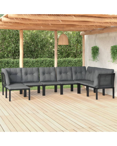 Salon de jardin 8 pcs noir et gris résine tressée | Mobilier & Déco