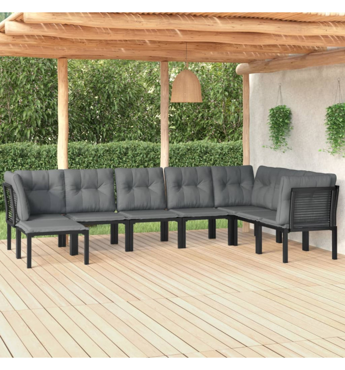 Salon de jardin 8 pcs noir et gris résine tressée | Mobilier & Déco