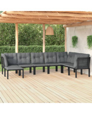 Salon de jardin 8 pcs noir et gris résine tressée | Mobilier & Déco