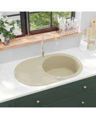 Évier de cuisine Granit Seul lavabo Ovale Beige | Mobilier & Déco