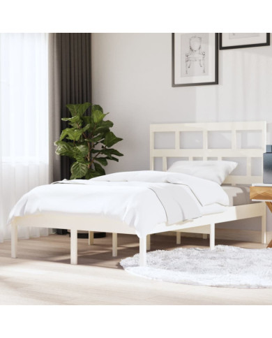Cadre de lit sans matelas blanc bois massif 140x200 cm | Mobilier & Déco
