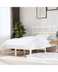 Cadre de lit sans matelas blanc bois massif 140x200 cm | Mobilier & Déco