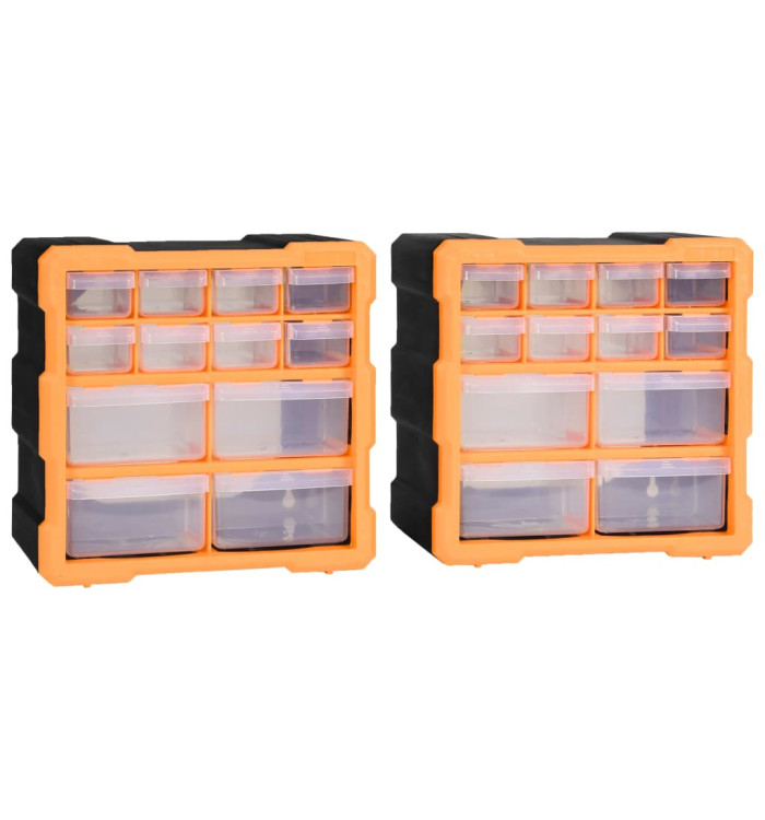 Organisateurs multi-tiroirs avec 12 tiroirs 2 pcs 26,5x16x26 cm | Mobilier & Déco