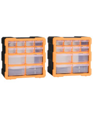 Organisateurs multi-tiroirs avec 12 tiroirs 2 pcs 26,5x16x26 cm | Mobilier & Déco