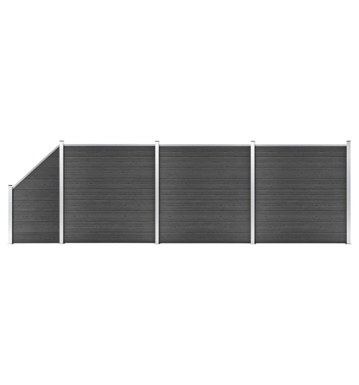 Ensemble de panneau de clôture WPC 619x(105-186) cm Noir | Mobilier & Déco