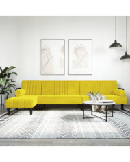 Canapé-lit en forme de L jaune 260x140x70 cm velours | Mobilier & Déco