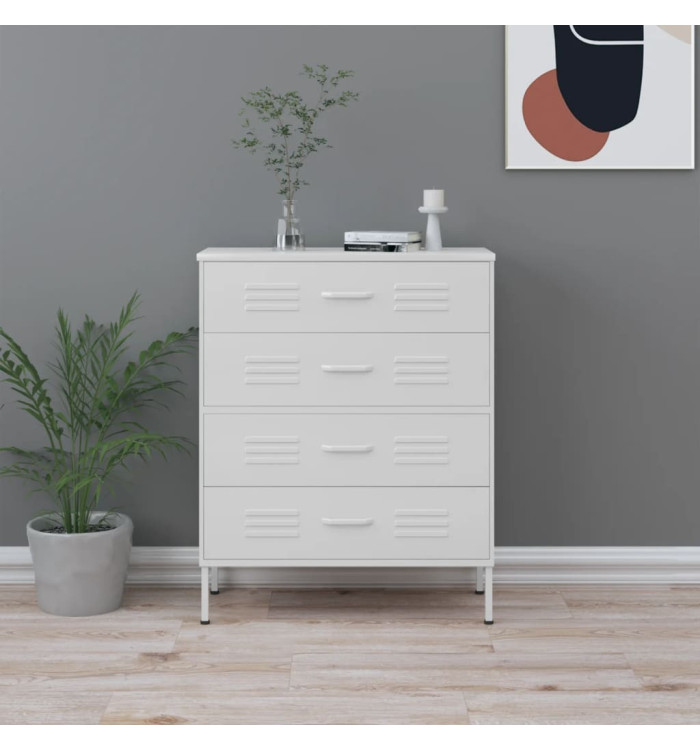 Commode Blanc 80x35x101,5 cm Acier | Mobilier & Déco