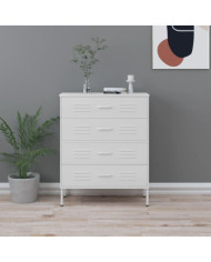 Commode Blanc 80x35x101,5 cm Acier | Mobilier & Déco