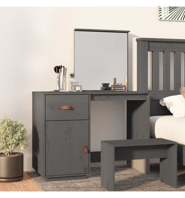 Coiffeuse Gris 95x50x134 cm Bois de pin massif | Mobilier & Déco