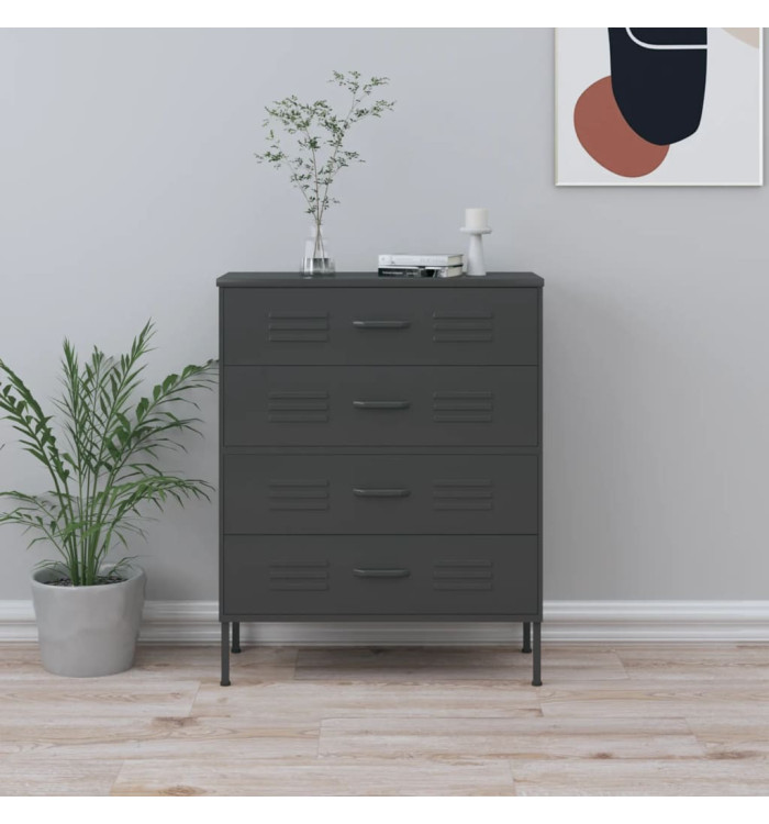 Commode Anthracite 80x35x101,5 cm Acier | Mobilier & Déco