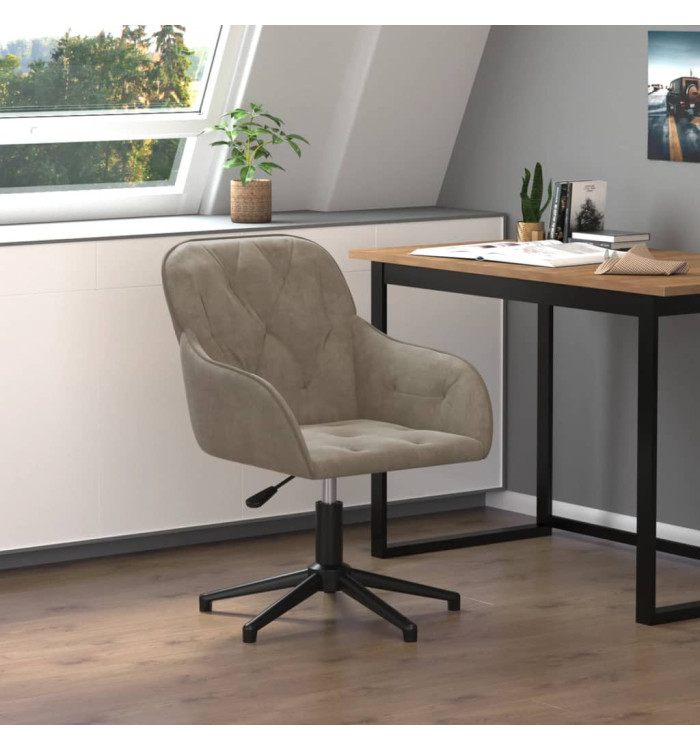 Chaise pivotante de bureau Gris clair Velours | Mobilier & Déco