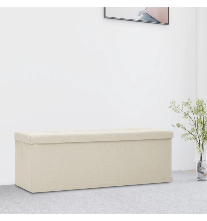 Banc de rangement pliable Blanc crème Faux lin | Mobilier & Déco