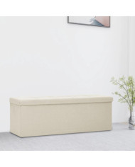 Banc de rangement pliable Blanc crème Faux lin | Mobilier & Déco