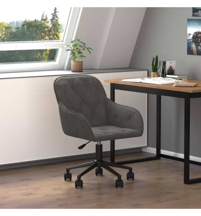 Chaise pivotante de bureau Gris foncé Velours | Mobilier & Déco