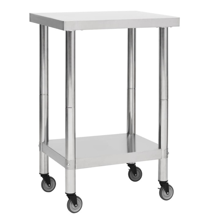 Table de travail de cuisine avec roues 60x60x85 cm Inox | Mobilier & Déco