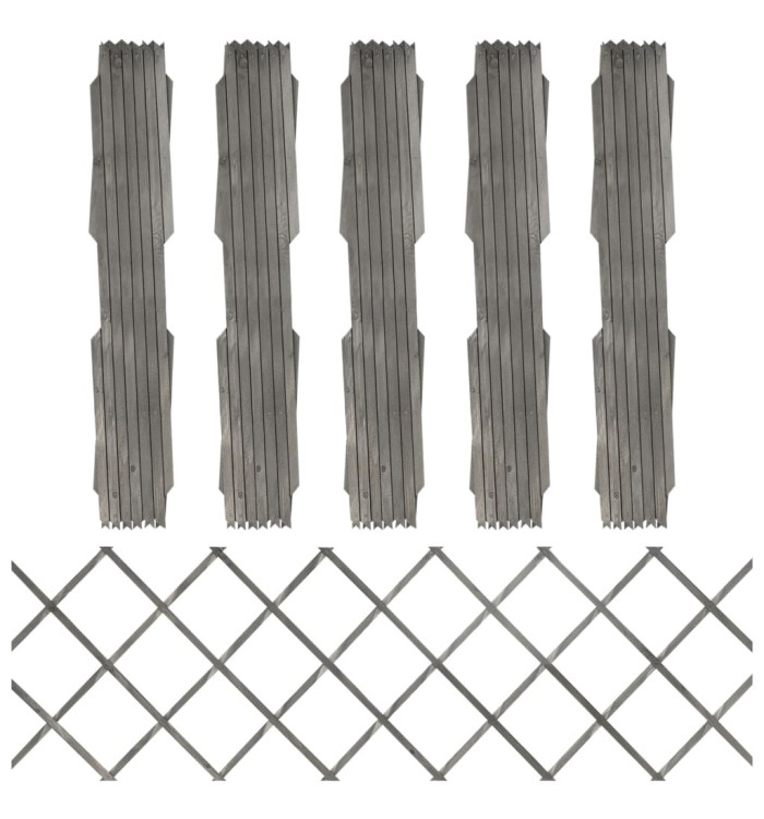 Clôture à treillis 5 pcs Gris Bois de sapin massif 180x60 cm | Mobilier & Déco