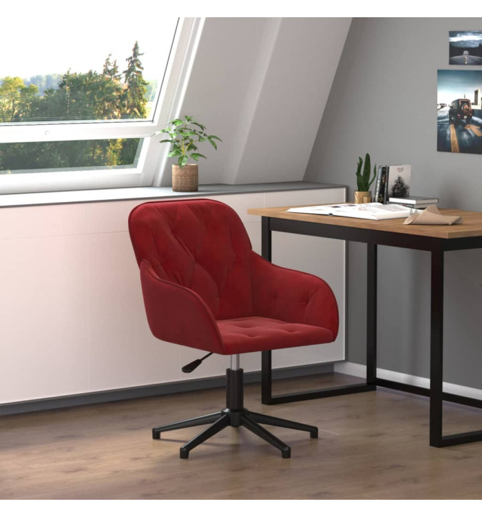 Chaise pivotante de bureau Rouge bordeaux Velours | Mobilier & Déco