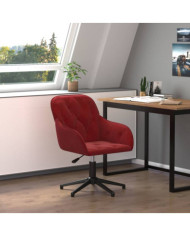Chaise pivotante de bureau Rouge bordeaux Velours | Mobilier & Déco