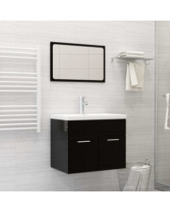 Ensemble de meubles de salle de bain Noir brillant Aggloméré | Mobilier & Déco