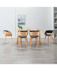 Chaises à manger lot de 6 noir bois courbé et similicuir | Mobilier & Déco