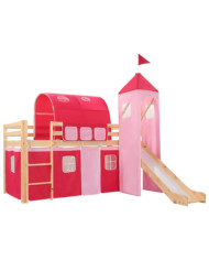 Lit mezzanine d'enfants avec toboggan et échelle Pin 208x230 cm | Mobilier & Déco