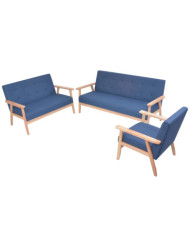 Ensemble de canapé 3 pcs Tissu bleu | Mobilier & Déco