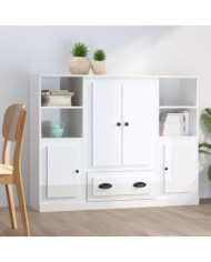 Buffets 3 pcs blanc brillant bois d'ingénierie | Mobilier & Déco