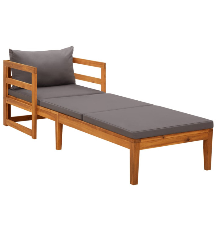 Chaise longue avec coussins gris foncé Bois d'acacia solide | Mobilier & Déco