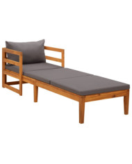 Chaise longue avec coussins gris foncé Bois d'acacia solide | Mobilier & Déco