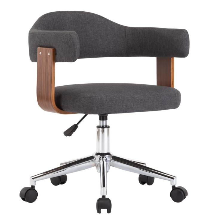 Chaise pivotante de bureau Gris Bois courbé et tissu | Mobilier & Déco