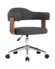 Chaise pivotante de bureau Gris Bois courbé et tissu | Mobilier & Déco