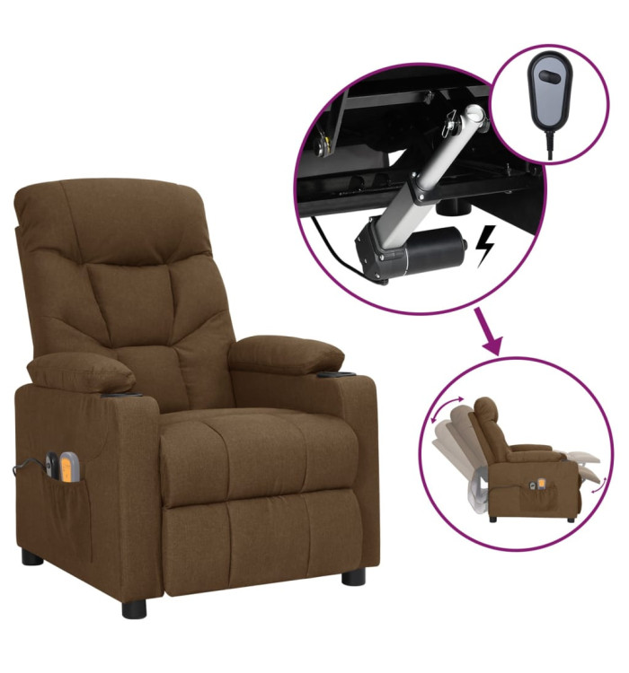 Fauteuil électrique de massage Marron Tissu | Mobilier & Déco